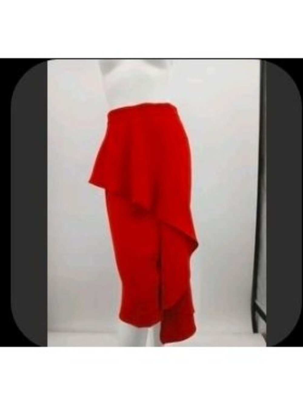 Rachel Parcell Small Womens High-Low Red Ruffle Midi Skirt Holiday Cocktail